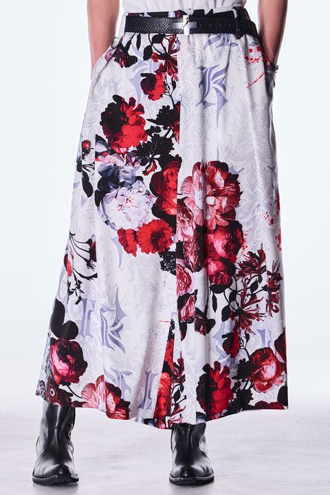 Goth Flora Suede Satin Wide Tuck Slacks / ゴス フローラ スエード サテン ワイド タック スラックス