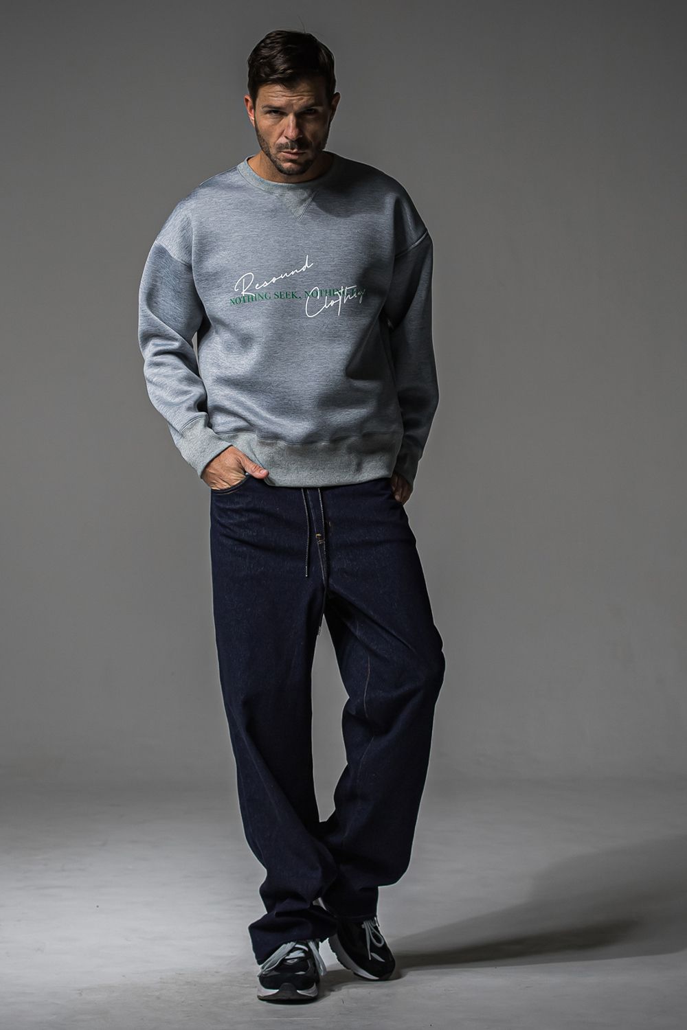 HD NOTHING DROP TRAINER / ドロップショルダー メッセージプリント ルーズトレーナー