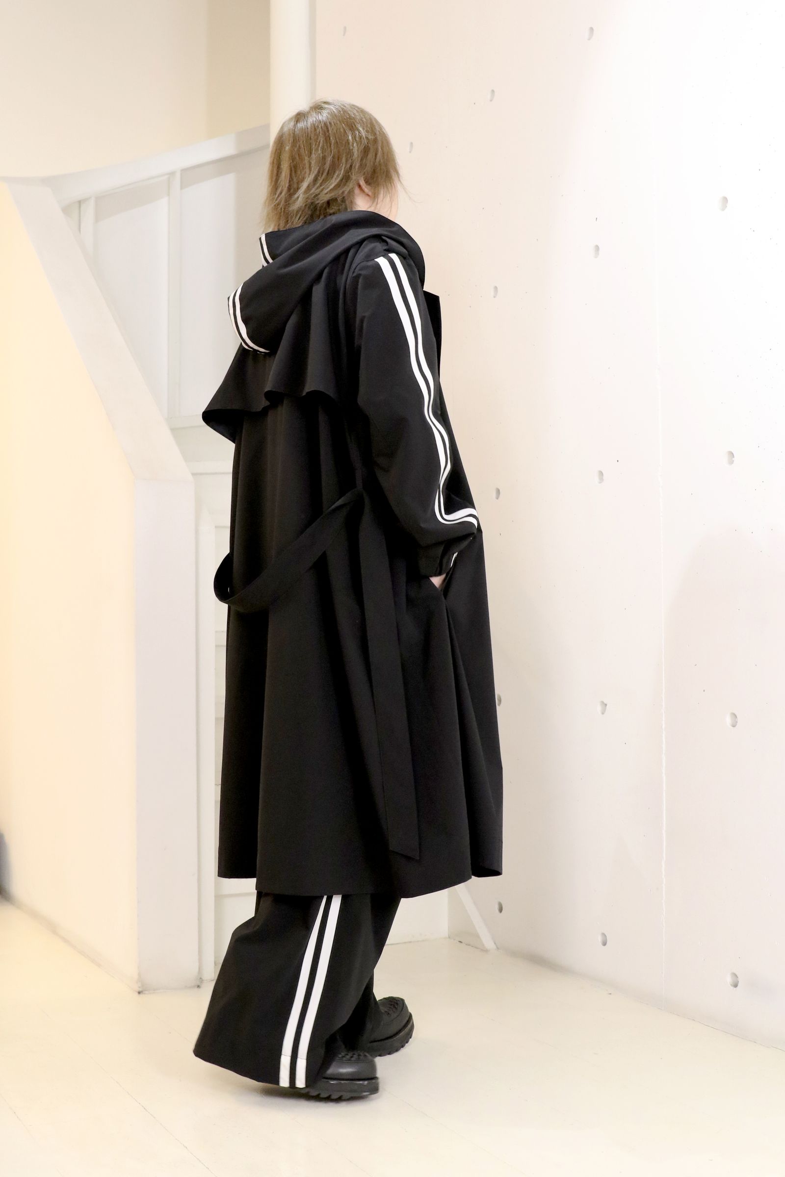 Sustainable Tuffeta Line Big Silhouette Hoodie / ライン ビッグシルエット フーディー