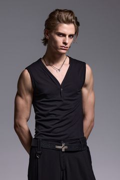 BEATENJIKU Henry Neck Tank Top / ベア天竺 ヘンリーネック タンクトップ
