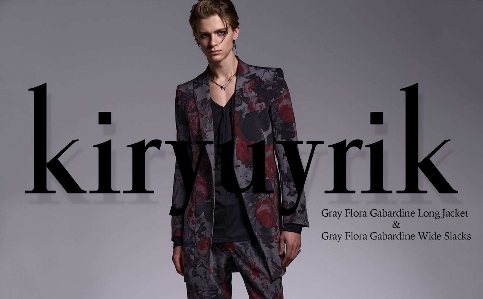 Gray Flora Gabardine Long Jacket & Wide Slacks / kiryuyrik