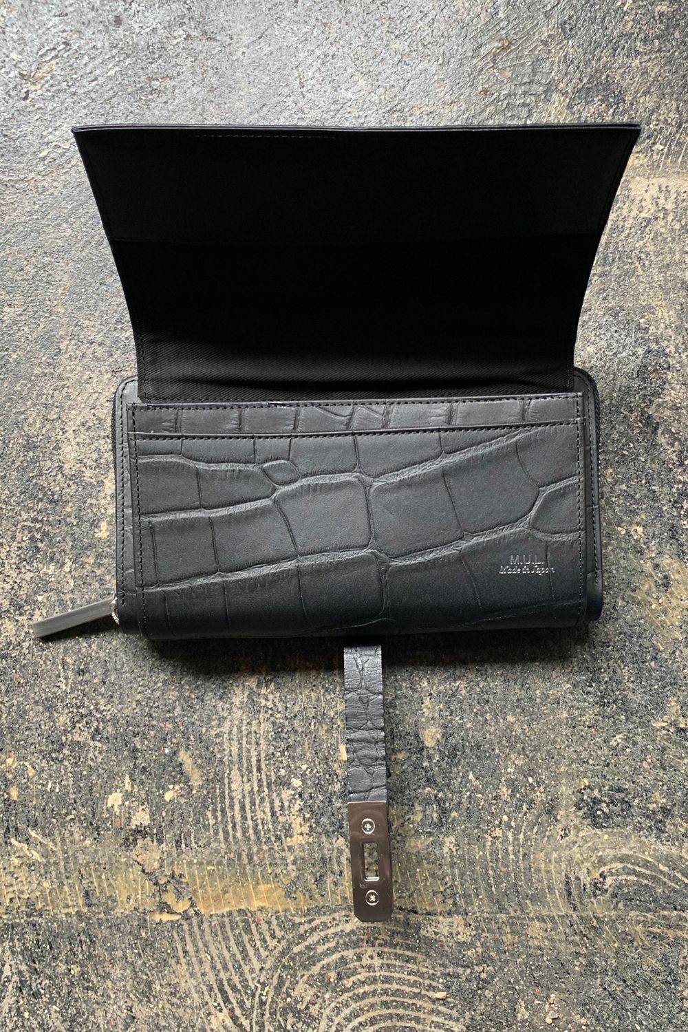 WALLET BLACK ×S/SILIVER METAL - Emboss Crocodile