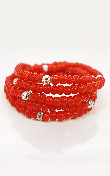 Le semeur - White Hearts & 10Silver Beads 2Way Super Long