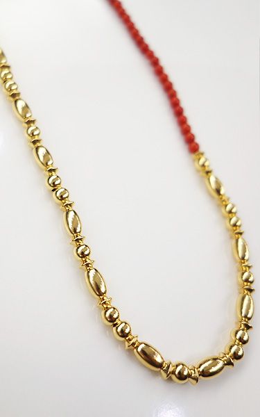 Le semeur - 18K YG Plated Silver Beads & Stone 2Way Long Necklace