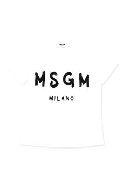 T-SHIRT WITH BRUSHSTROKE LOGO(Lady's)