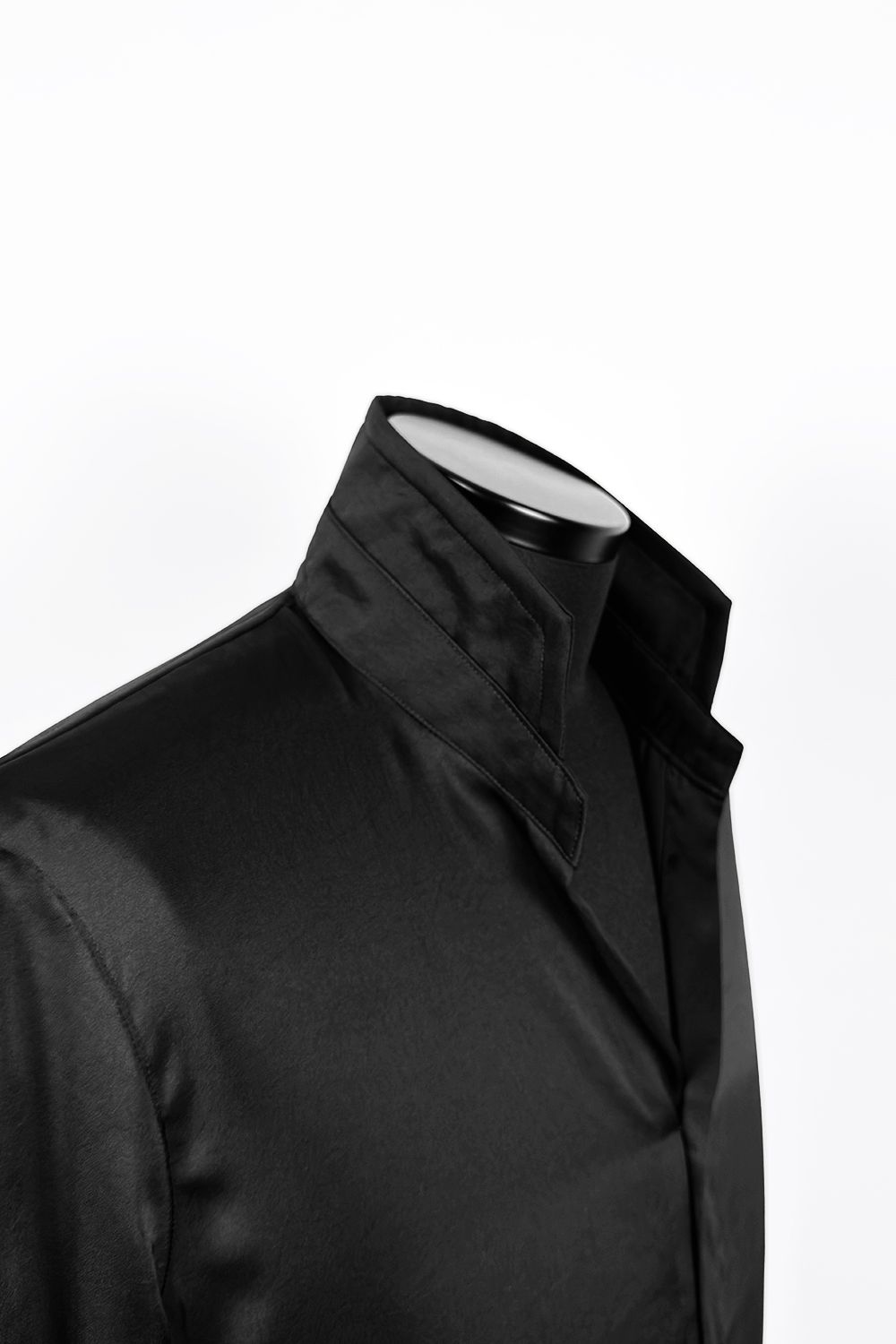 kiryuyrik - Vintage Satin Stand Collar Flare Shirt