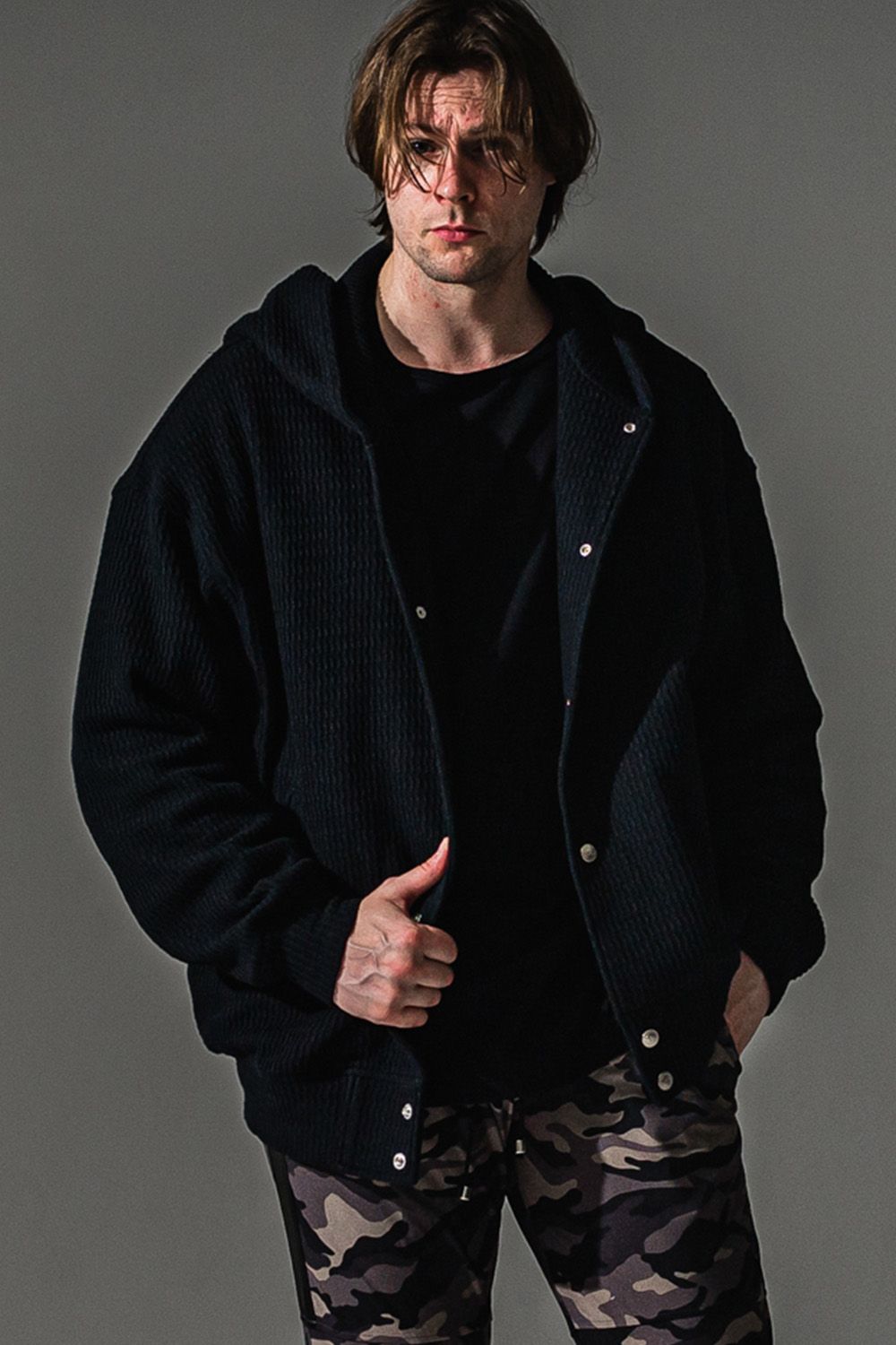 KNIT VARSITY HOODIE / ニット バーシティ フーディー