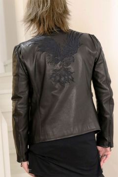 【COSTUME LINE】Eco Leather Single Riders Jacket / エコレザー シングルライダース ジャケット（刺繍入り）