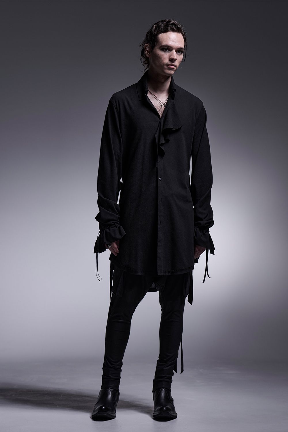 CHIRIMEN Shirring Frill Shirt / 縮緬 シャーリングフリルシャツ
