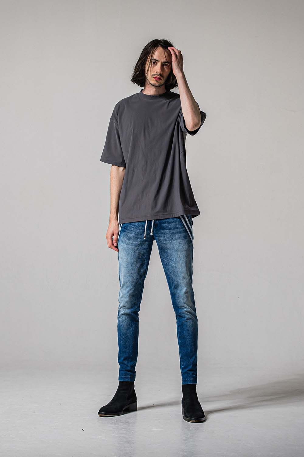 EX DENIM JERSEY EDGE PT / デニム ジャージ エッジ ラインパンツ