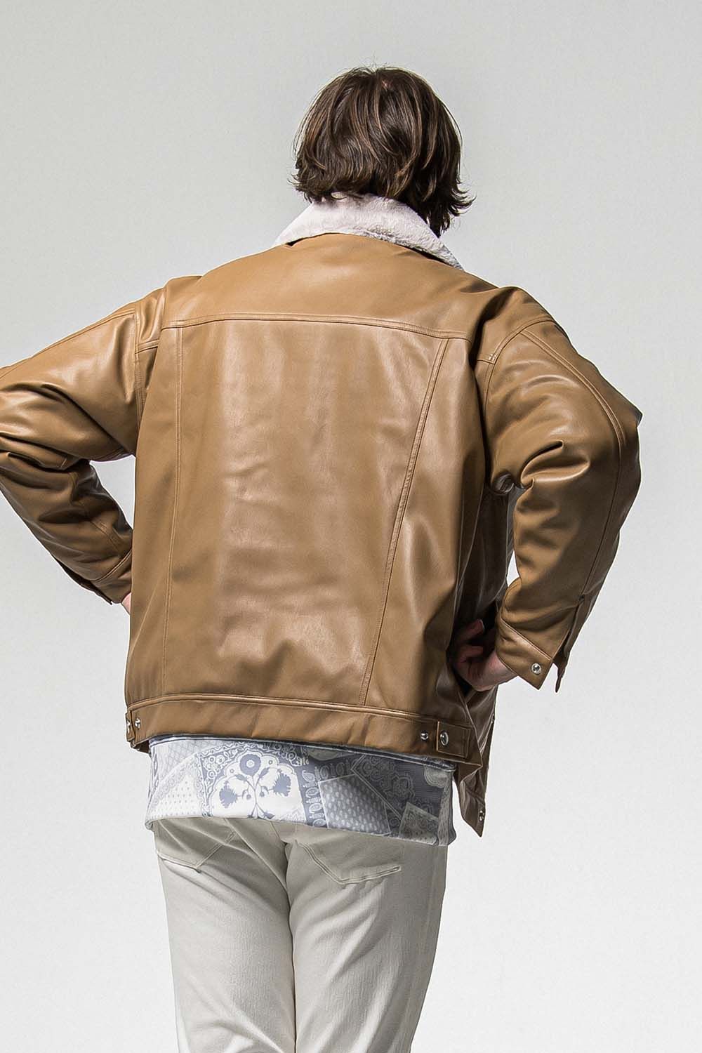 LEATHER FUR OVER G  / レザー ファー オーバー Gジャン