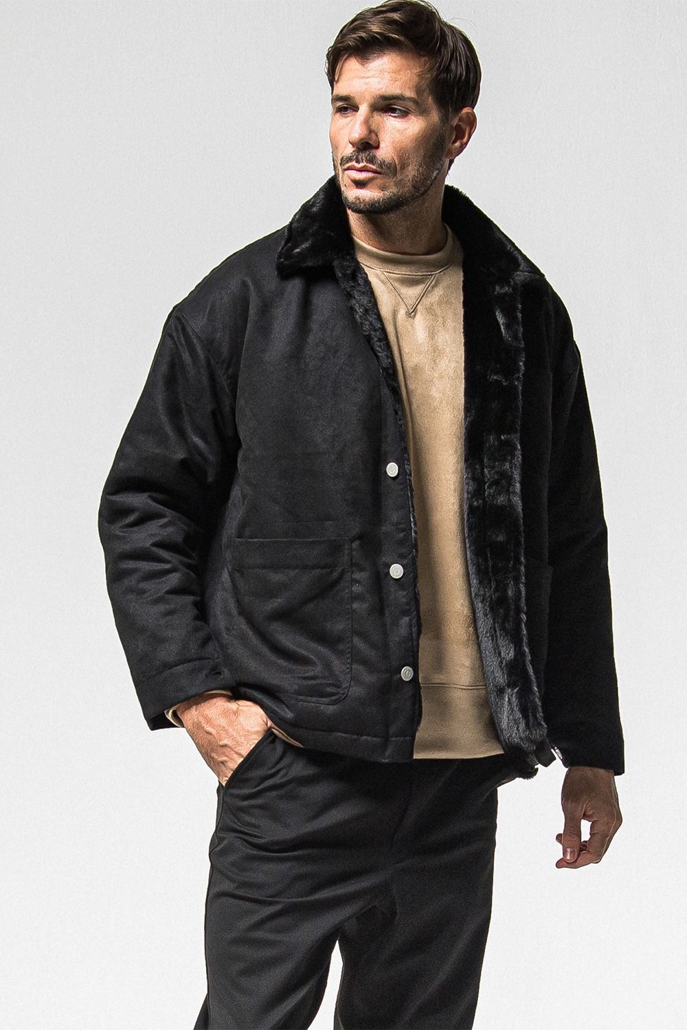 SUEDE FUR COVER ALL / スウェード ファー カバーオール