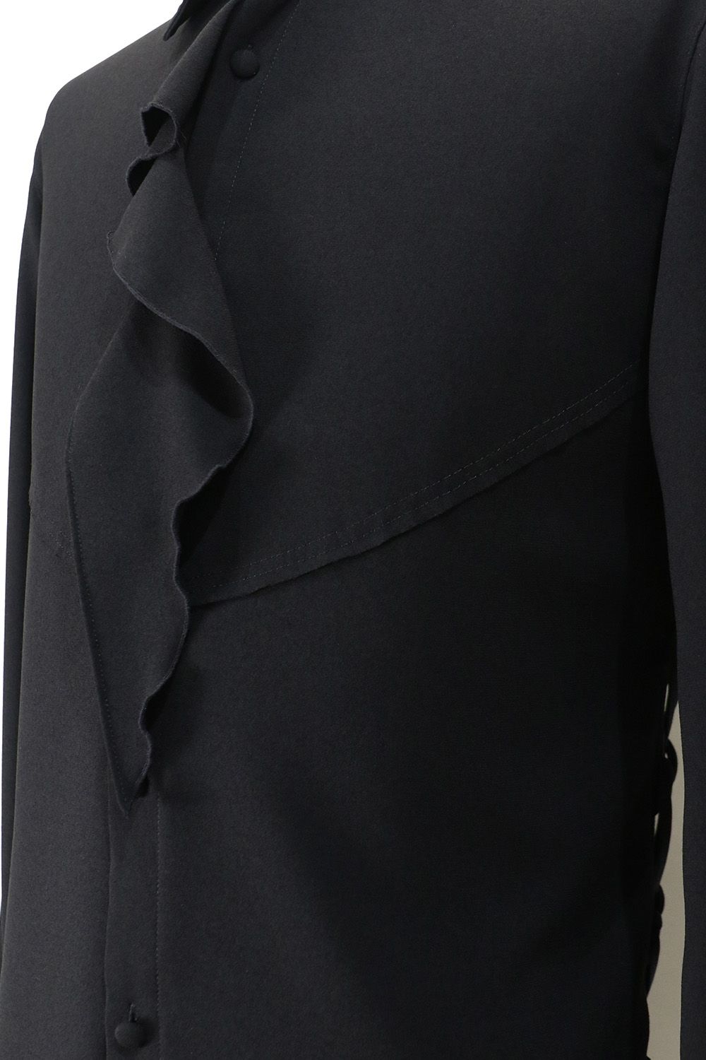 Crape Lace Up Single Frill Shirts / クレープ レースアップ シングル フリルシャツ