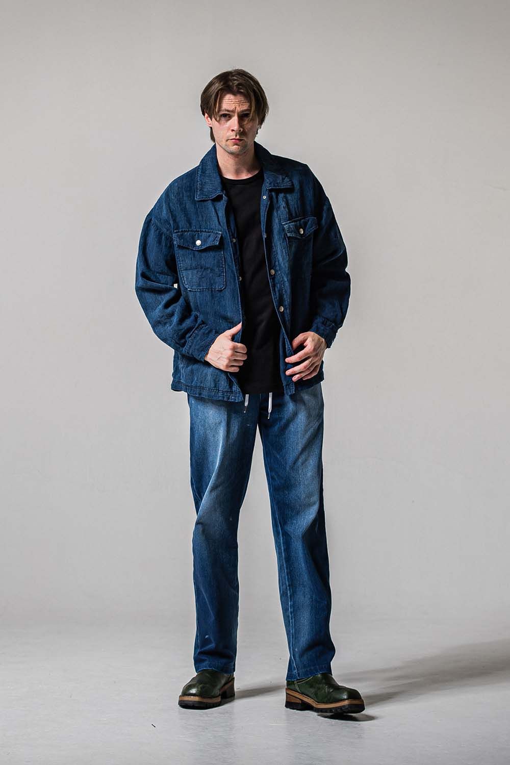 DENIM JERSEY WIDE PT / デニムジャージワイドパンツ