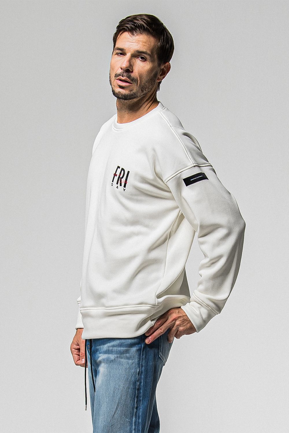 FRIDAY STANDARD LOGO VELOURS FLEECE TRINER / FRIDAYコラボ スタンダードロゴ 裏ベロアフリーストレーナー