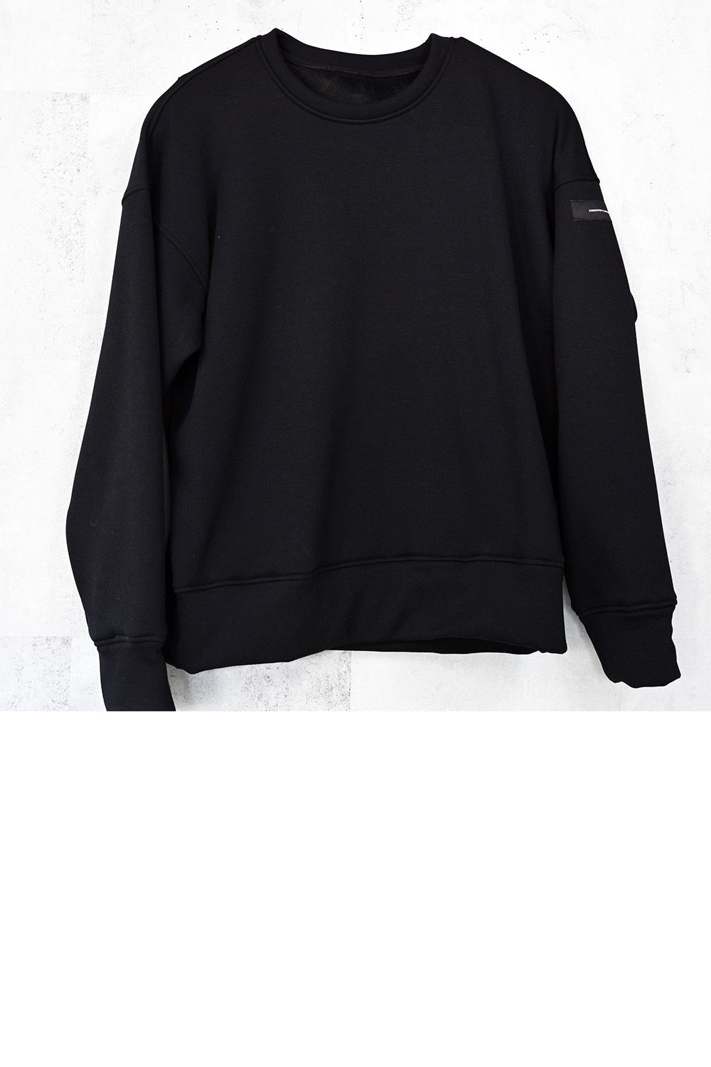 PIN ST RC velours fleece drop trainer / ピンストライプリサウンドロゴ 裏起毛 ベロア フリース ドロップショルダー ルーズトレーナー