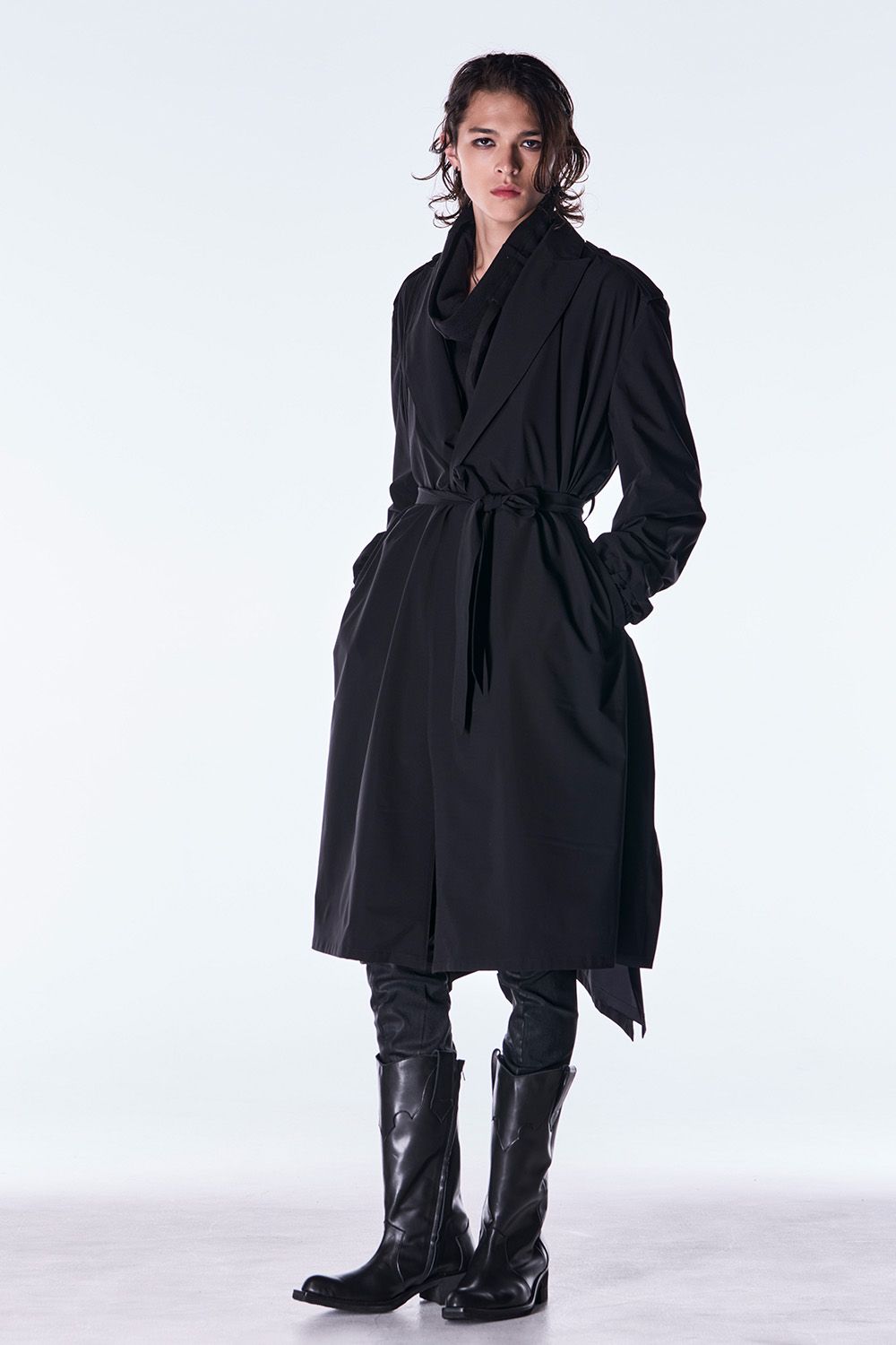 Taffeta Drape Chester Coat / タフタ ドレープ チェスターコート