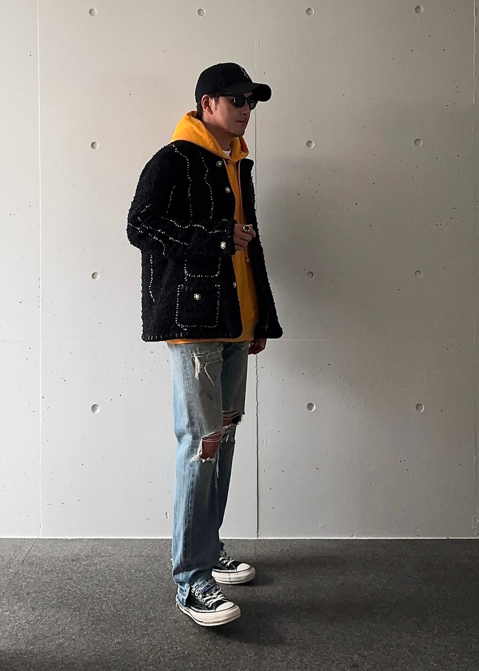 【READYMADE】TWEED HOBO JACKET PEARL BUTTON