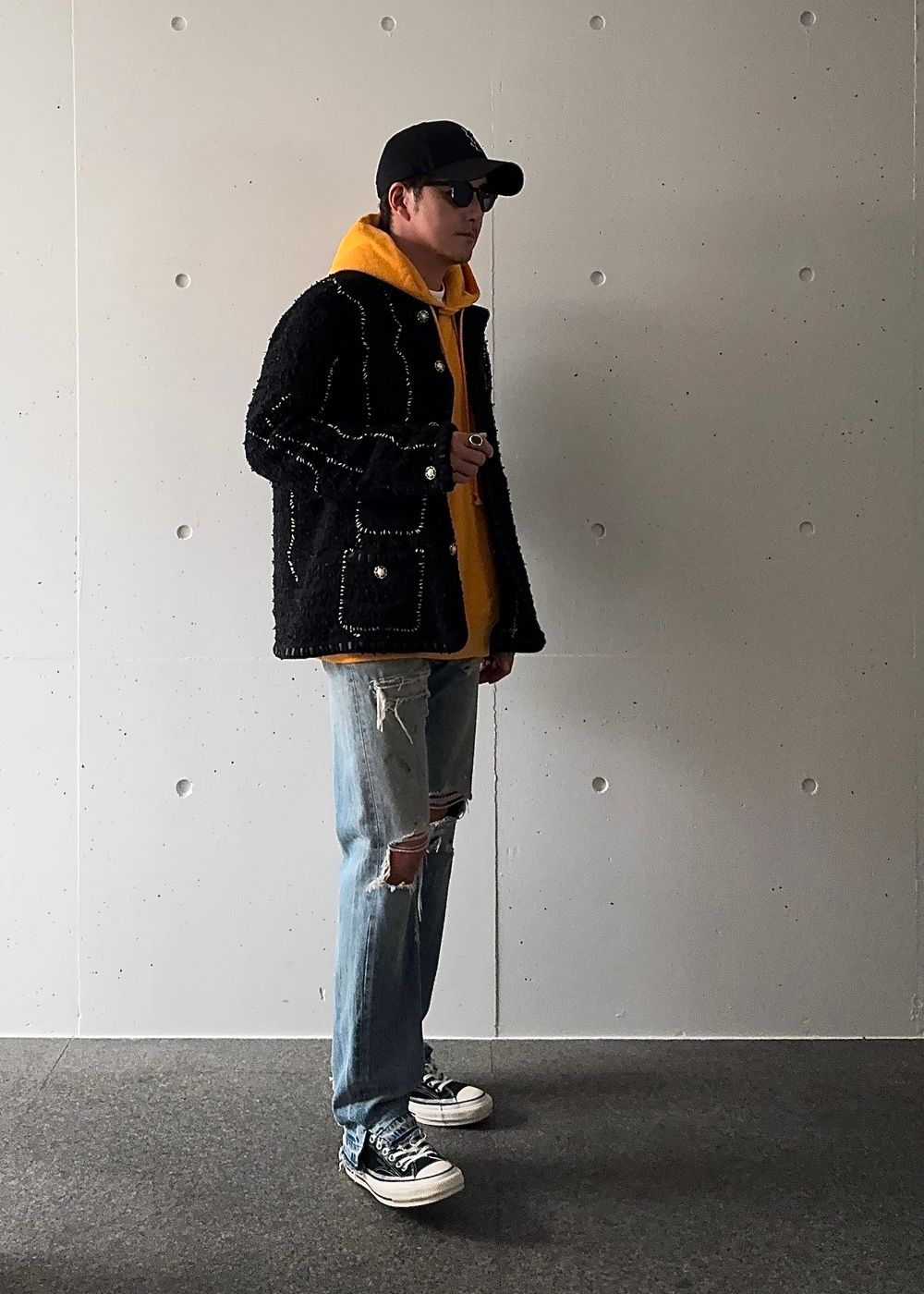 【READYMADE】TWEED HOBO JACKET PEARL BUTTON