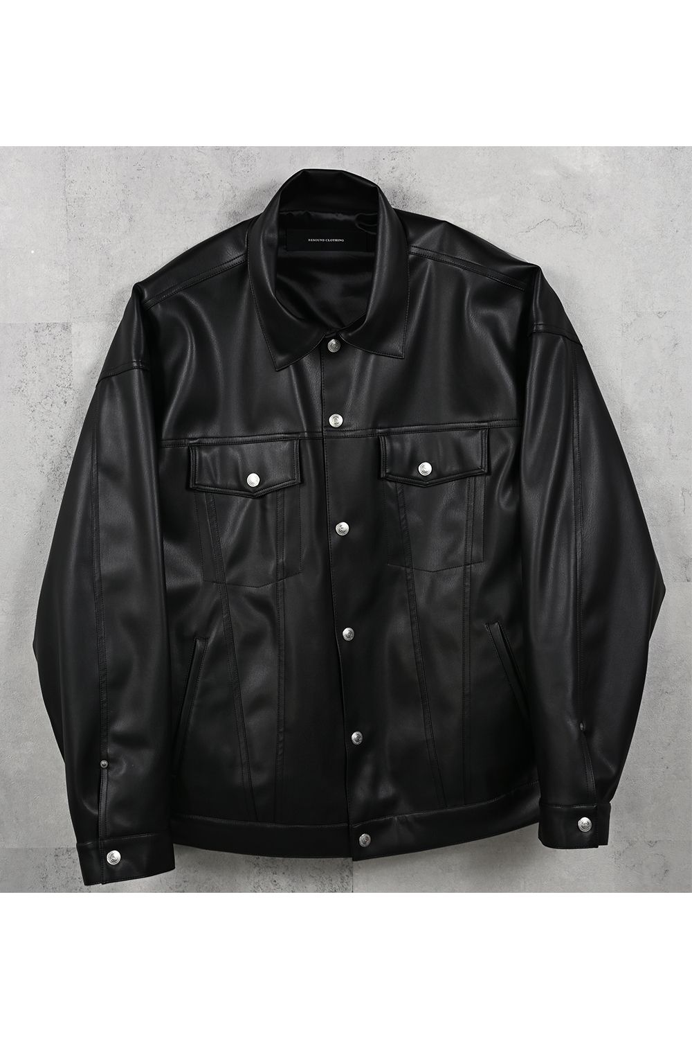 LEATHER OVER 3RD G / オーバーサイズ エコレザーGジャン