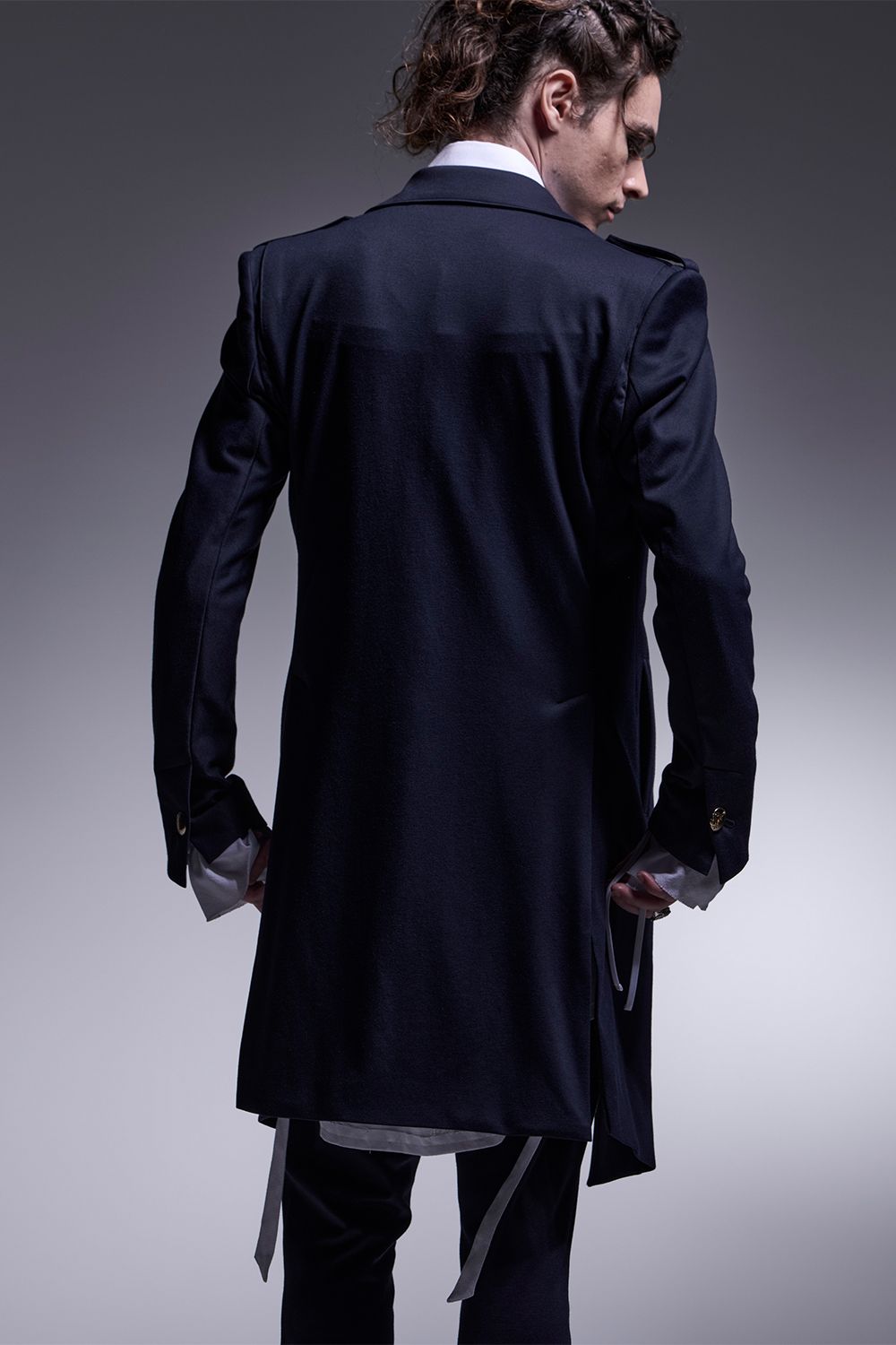 Kersey Jersey Epaulet Peaked Long Jacket / カルゼジャージー  エポーレットロングジャケット