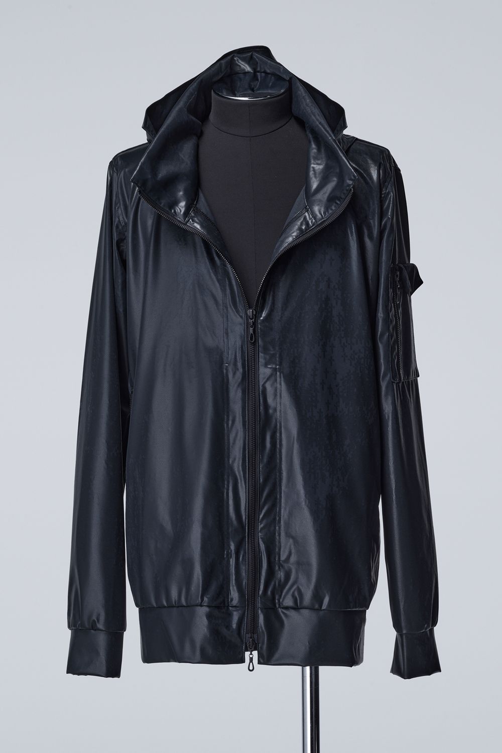Cross Dot Wet Print Stand Collar Zip Blouson