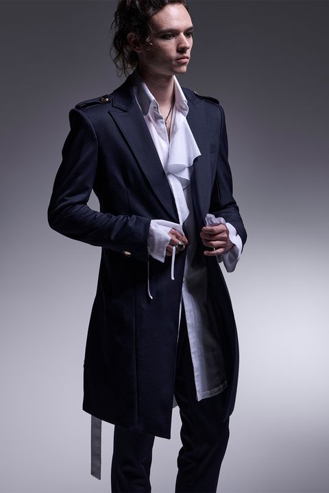 Kersey Jersey Epaulet Peaked Long Jacket / カルゼジャージー  エポーレットロングジャケット