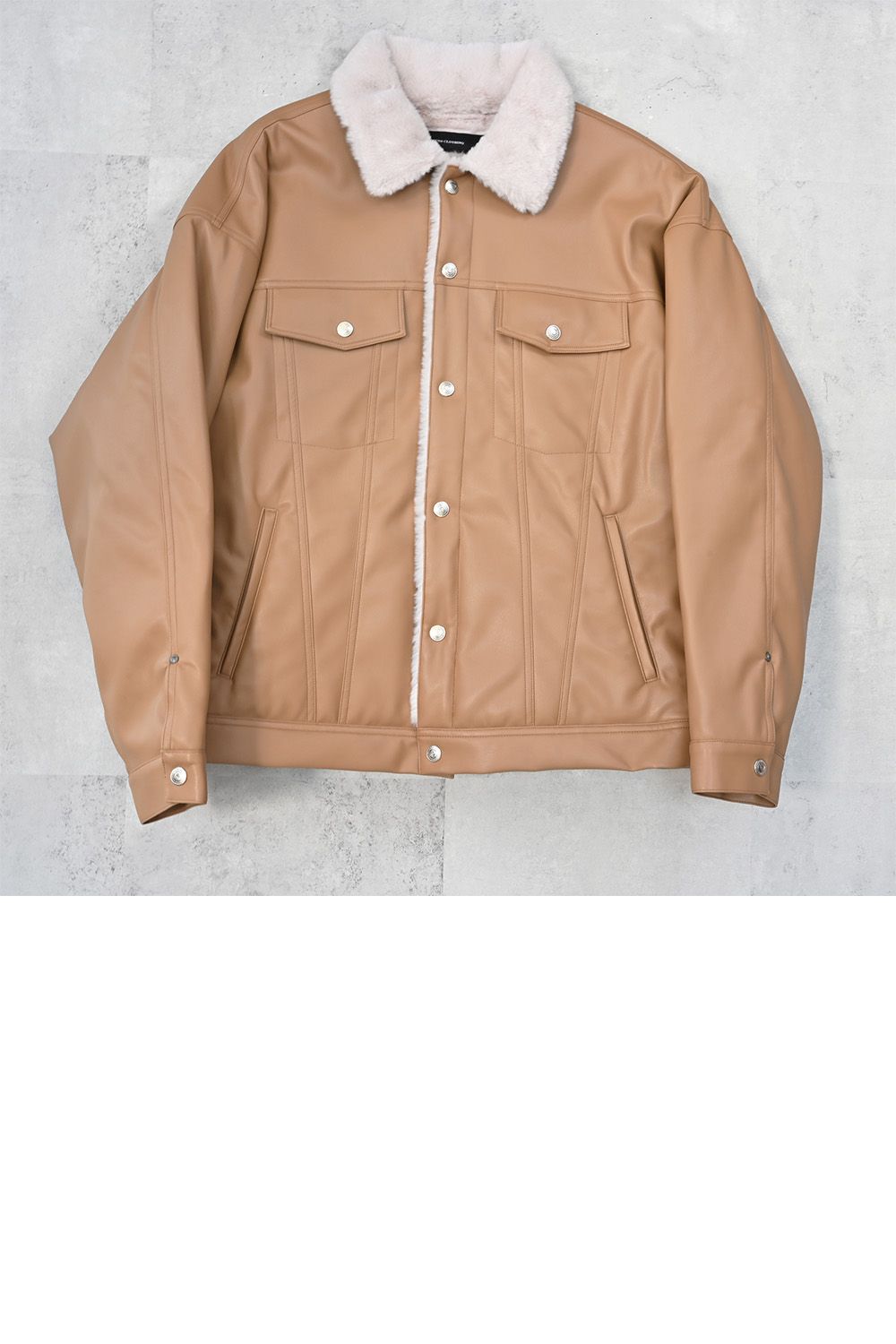 LEATHER FUR OVER G / オーバーサイズ エコレザーGジャン