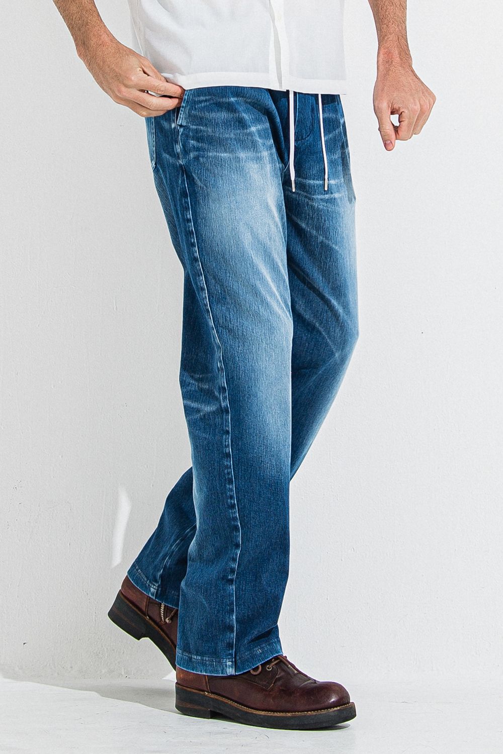 DENIM JERSEY WIDE PT / デニム ジャージ ワイド パンツ