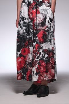 Splash Flora Wide Tuck Slacks / スプラッシュフローラ ワイドタックスラックス