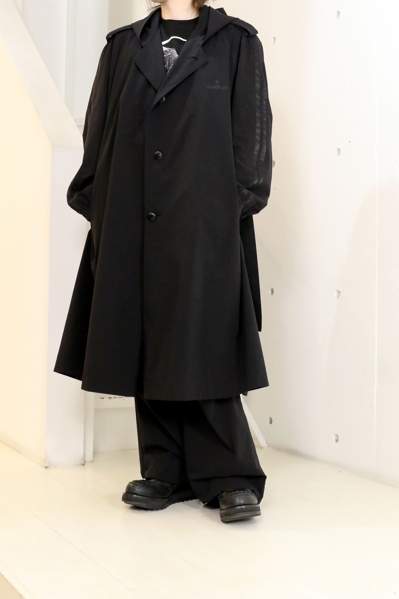 Sustainable Tuffeta Line Big Silhouette Hoodie / ライン ビッグシルエット フーディー