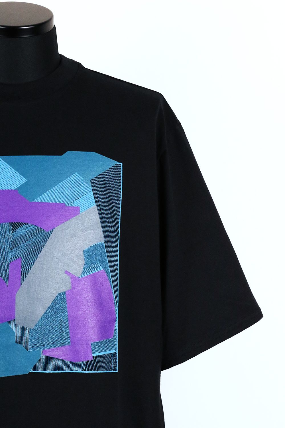 40/2 ORGANIC COTTON KNIT CREW NECK PRINT TEE "FINE LINES" / オーガニックコットン26G天竺 クルーネック プリントTシャツ