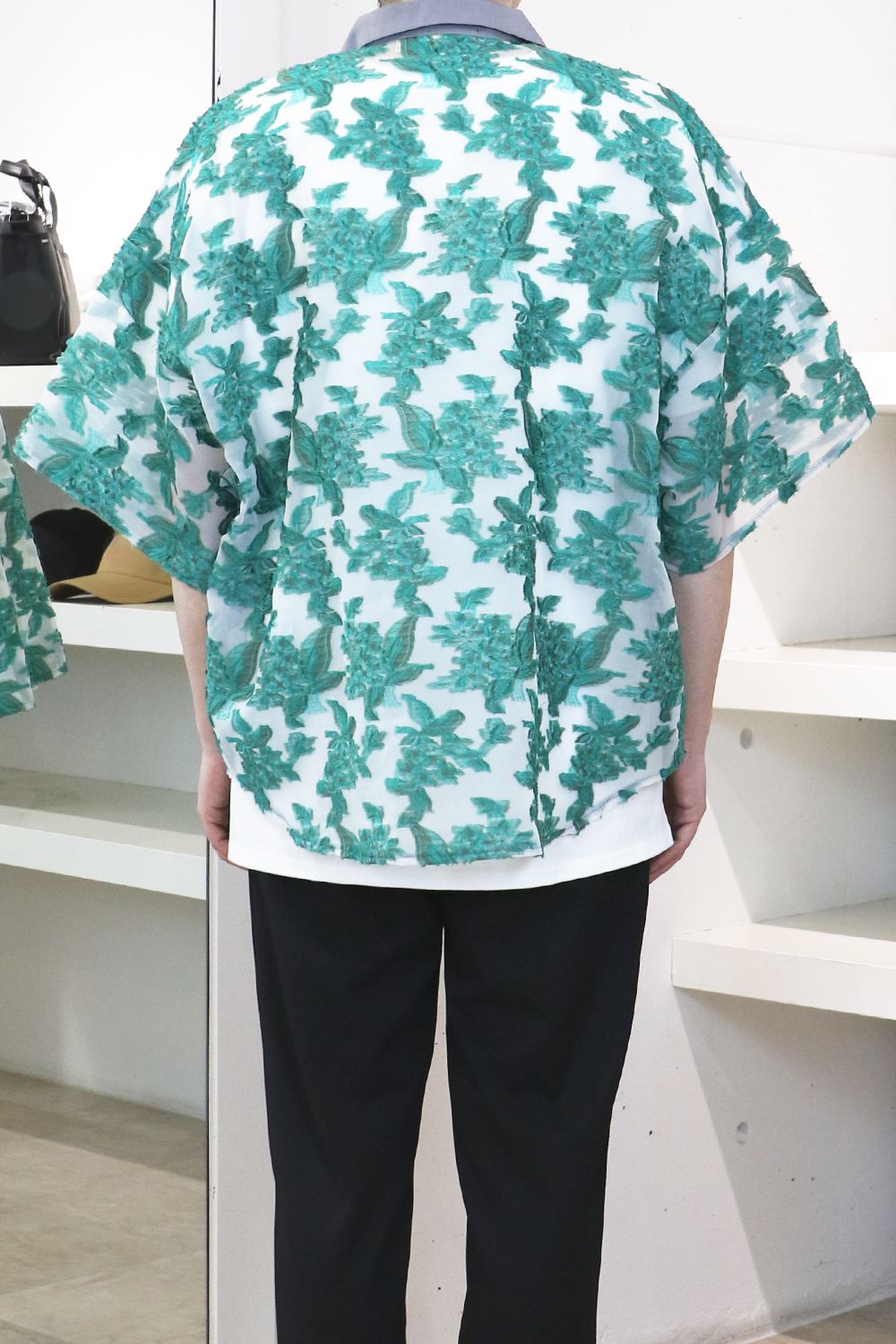 Mesh jaquard skipper shirt / メッシュ ジャガード スキッパー シャツ