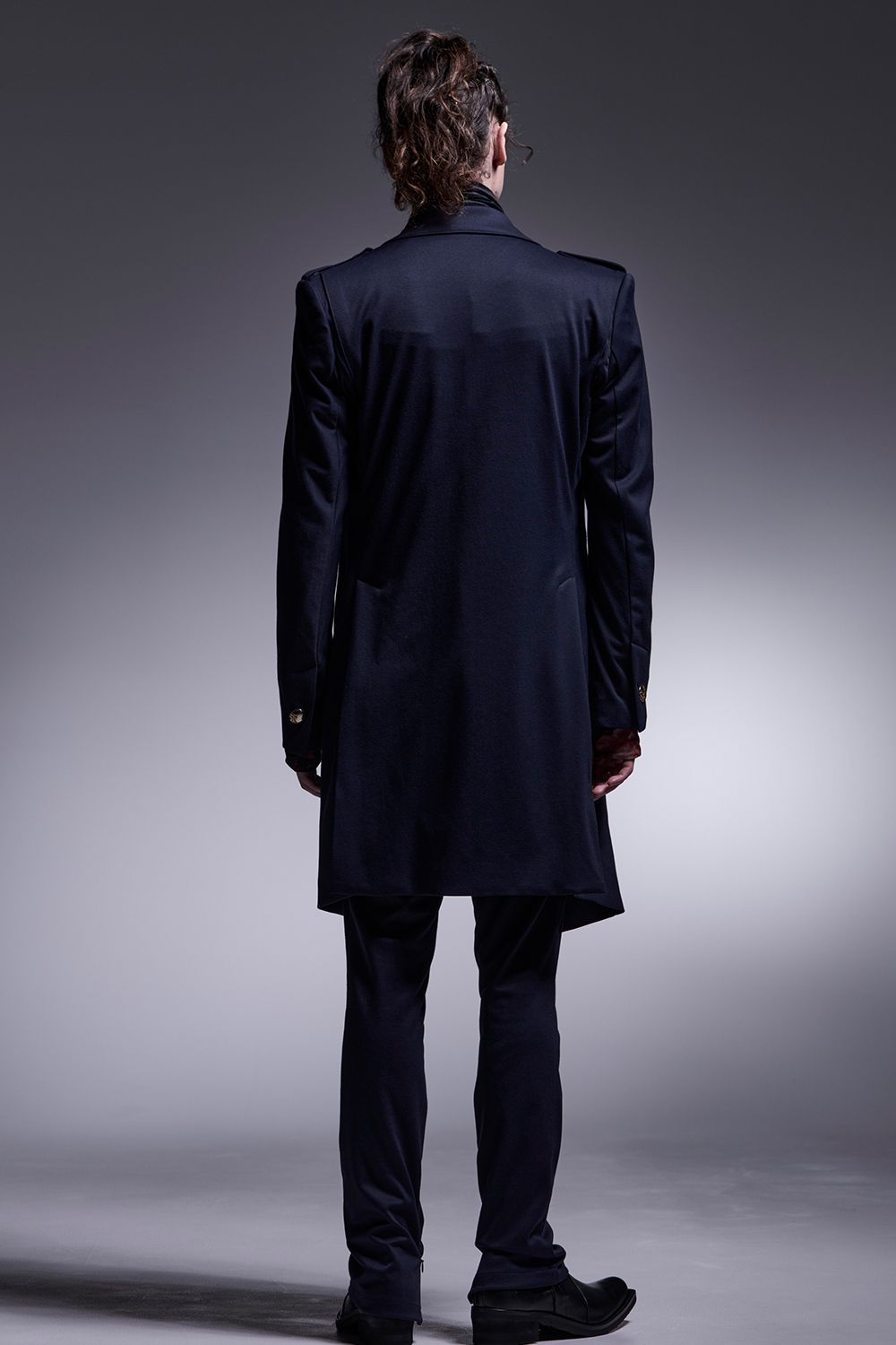 Kersey Jersey Epaulet Peaked Long Jacket / カルゼジャージー  エポーレットロングジャケット