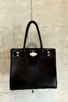 TOTE(L) BLACK × S/SILIVER METAL - Hair Calf / トート(L)