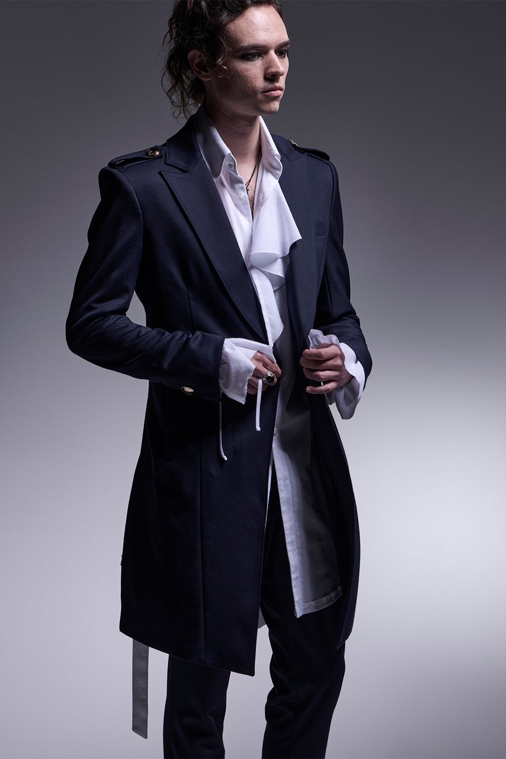 CHIRIMEN Shirring Frill Shirt / 縮緬 シャーリングフリルシャツ