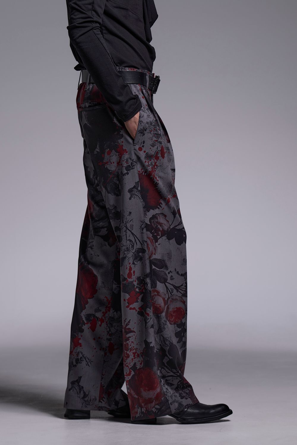 Gray Flora Gabardine Wide Slacks / グレーフローラギャバジン ワイドスラックス