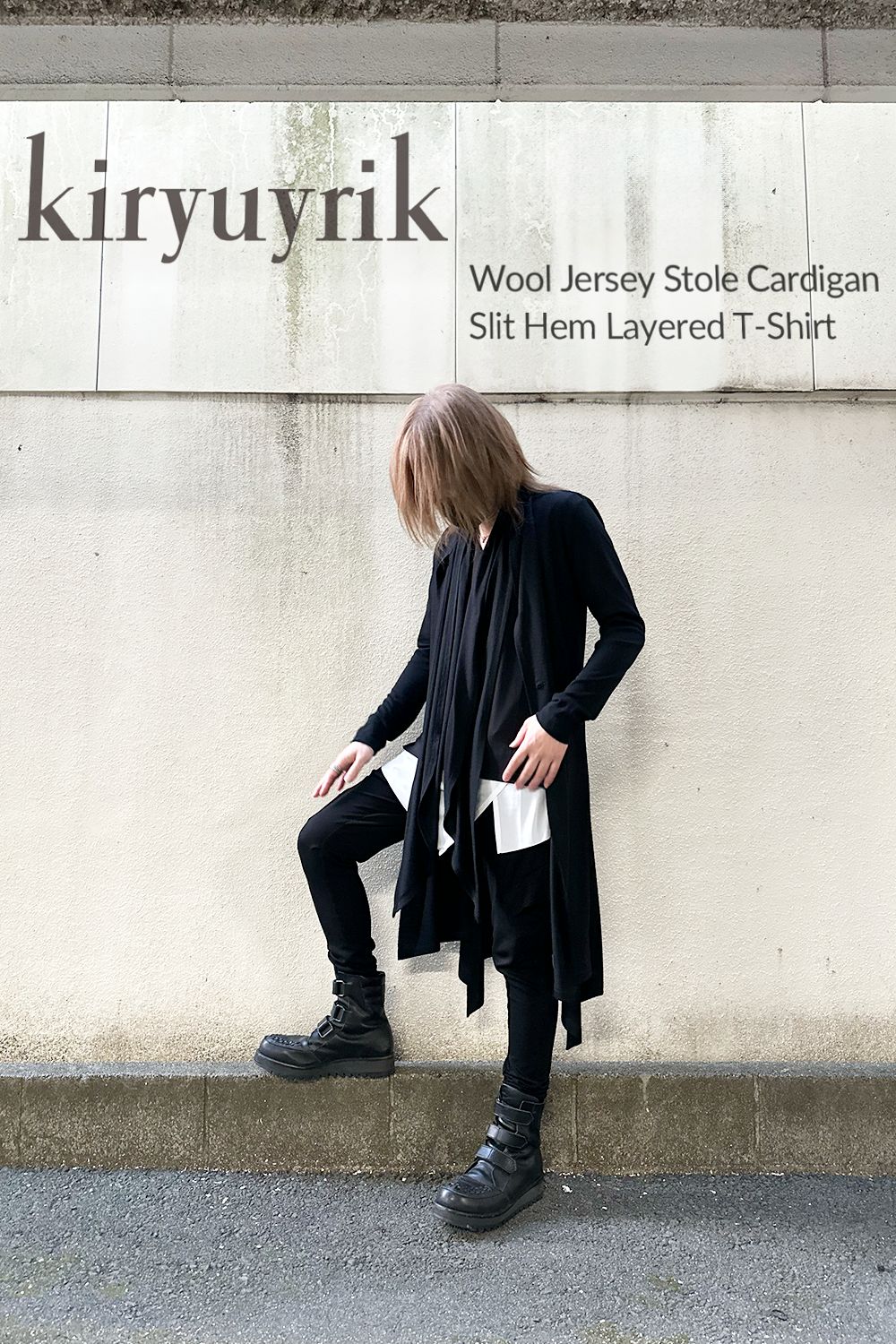 kiryuyrik | Stole Cardigan & Layered T-Shirt | laid-back