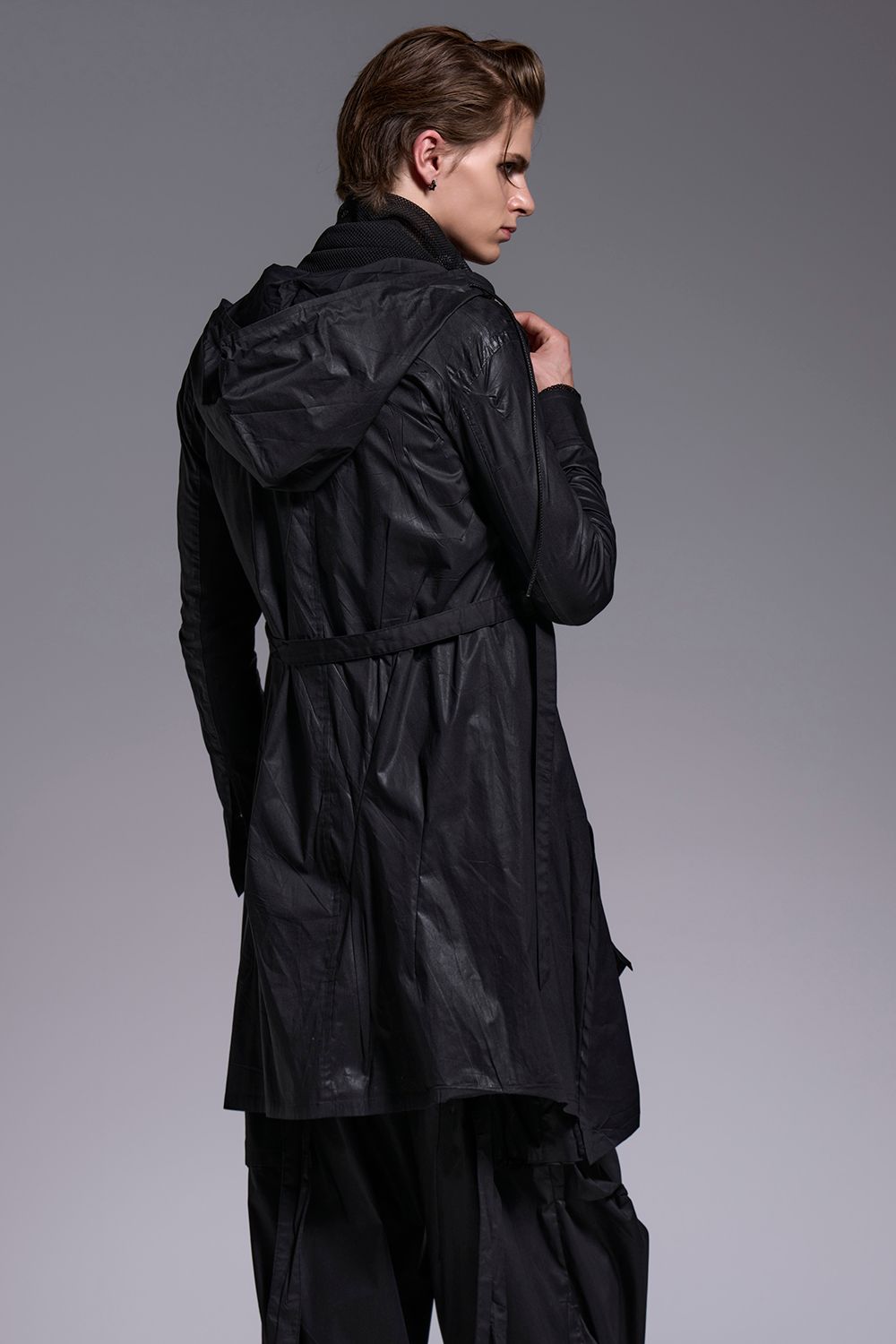 Coating Lawn Flare Hoodie Coat / コーティングローン フレア フーディー コート