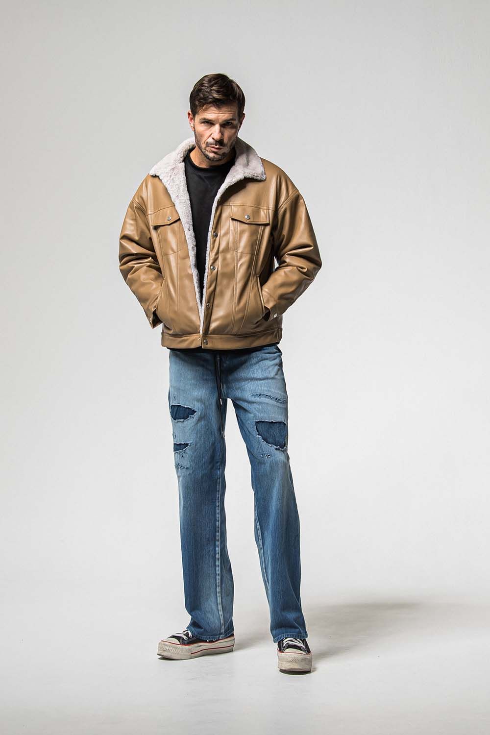 LEATHER FUR OVER G  / レザー ファー オーバー Gジャン