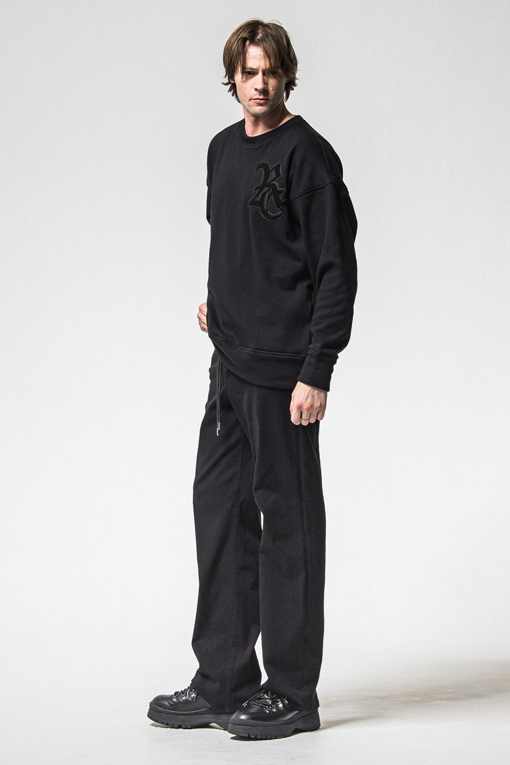 RC CHENILLE VELOURS FLEECE DROP TRINER / RC サガラ刺繍ワッペン ベロア フリース ドロップ トレーナー