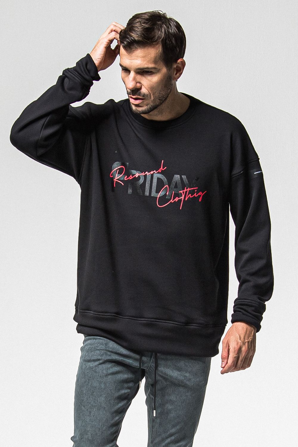 FRIDAY OLD LOGO VELOURS FLEECE TRINER / FRIDAYコラボ オールドロゴ 裏ベロアフリーストレーナー