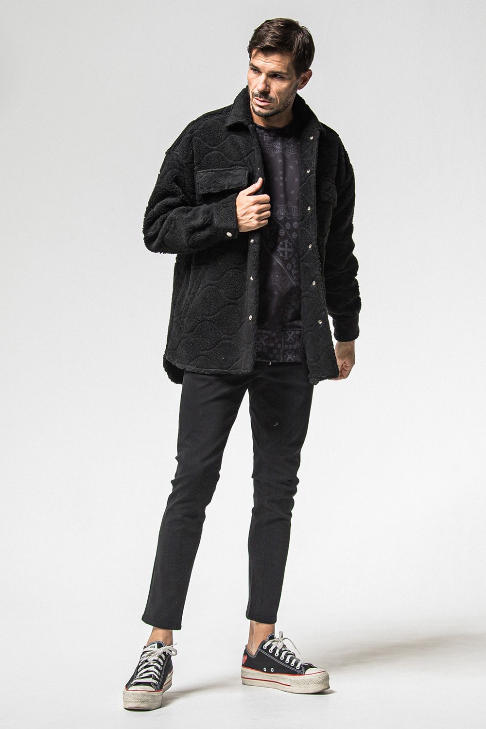 PAISLEY BACK FLEECE DROP TRAINER / 裏起毛 ペイズリー柄 ルーズトレーナー