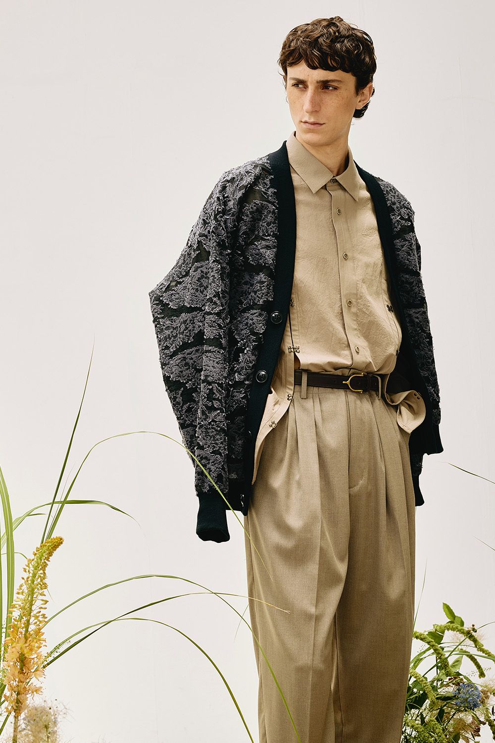Cut jacquard sheer cardigan / カットジャガード シアー カーディガン