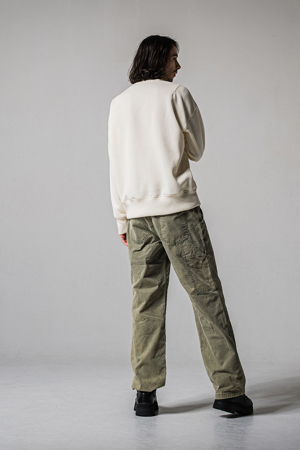 AZE MILITARY DROP TRAINER / 畔編み ミリタリー ドロップ トレーナー