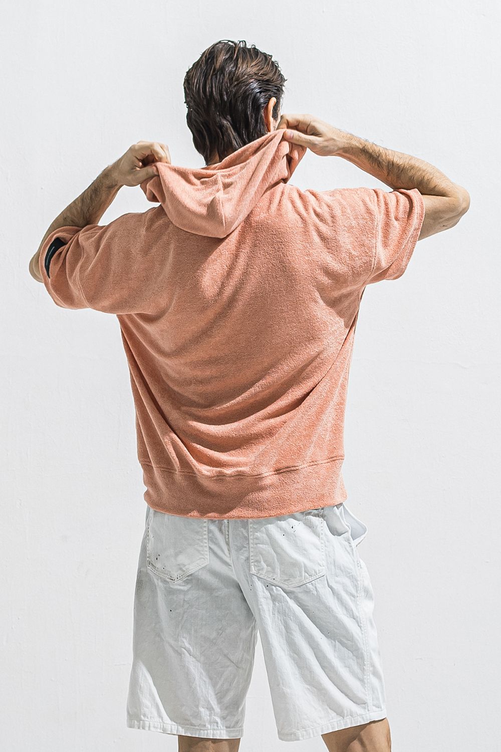 PILE HALF HOODIE / オーバーサイズ ハーフスリーブ パイル フーディー