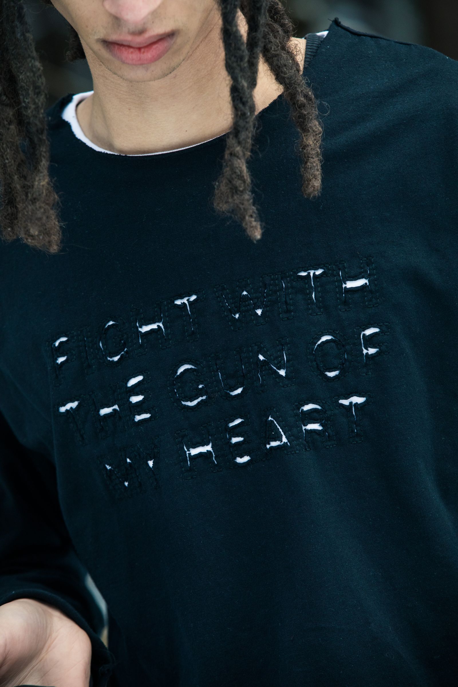 EMB CUT W FACE T / エンブロイダリー カット Wフェイス ロングスリーブ Tシャツ