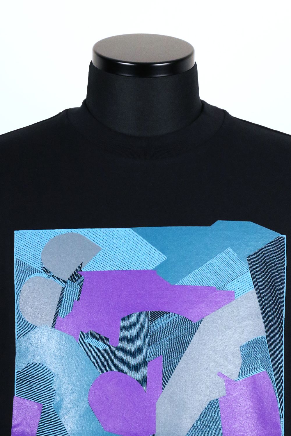 40/2 ORGANIC COTTON KNIT CREW NECK PRINT TEE "FINE LINES" / オーガニックコットン26G天竺 クルーネック プリントTシャツ