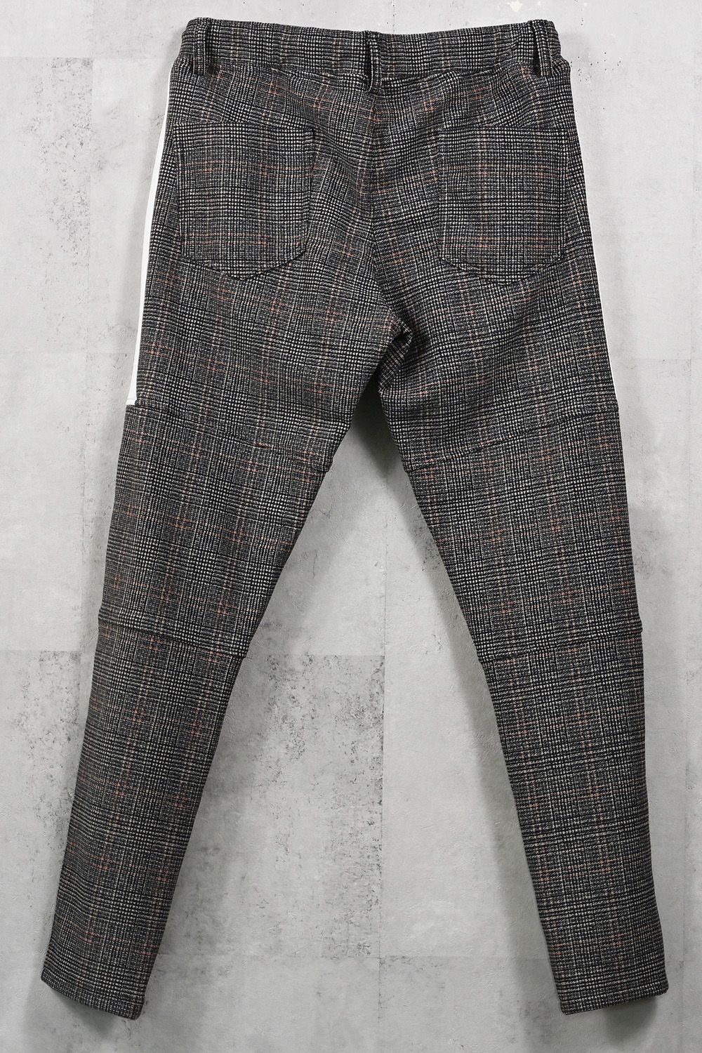 JT HEAT CHECK PT / 裏起毛 チェック 1タック ライン パンツ