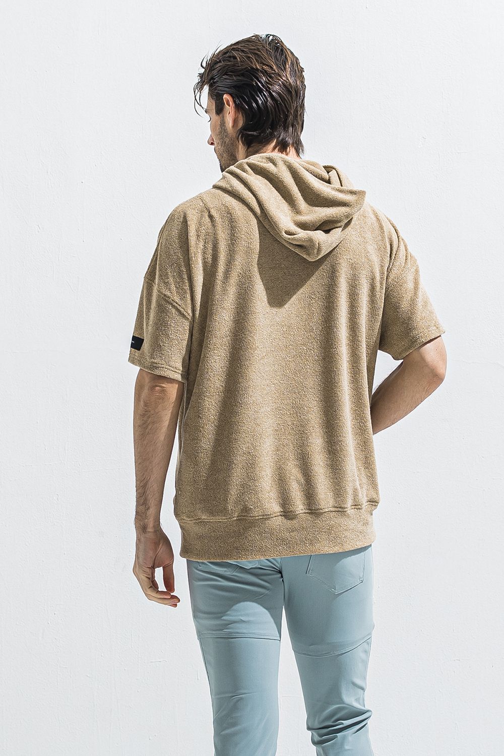 PILE HALF HOODIE / オーバーサイズ ハーフスリーブ パイル フーディー